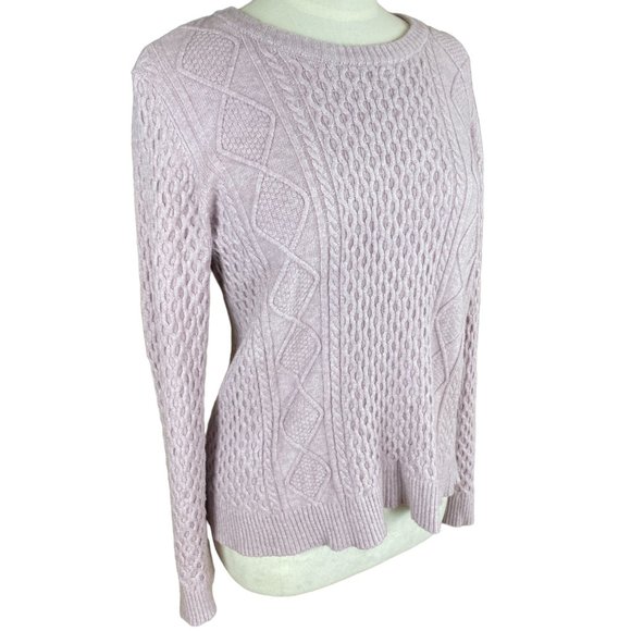 Cyrus Evolution Cable Knit Fisherman Sweater Purple Cottagecore Classic Coast-L - Picture 1 of 13